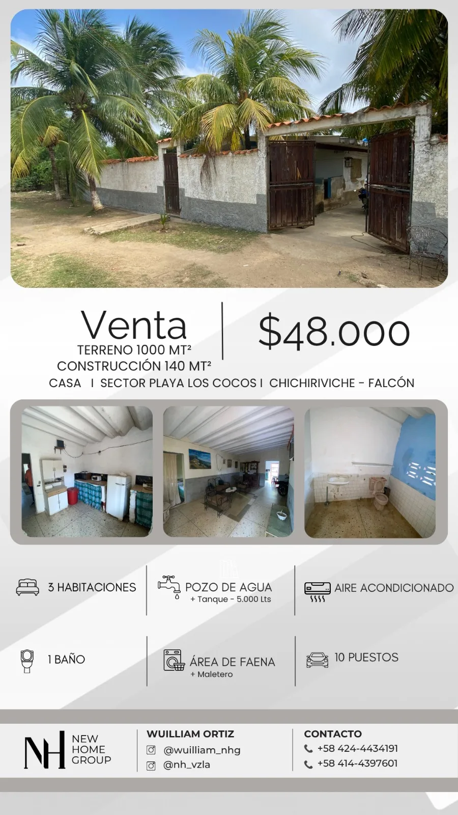 Casa en Venta en Sector Playa Los Cocos, Chichiriviche - Falcón — 3 hab 140m² — USD 48,000