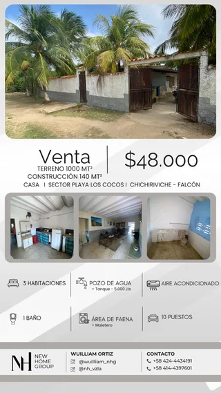 Casa en Sector Playa Los Cocos, Chichiriviche - Falcón