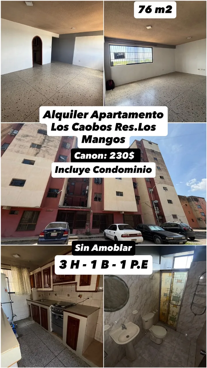 Apartamento en Alquiler en Los Caobos — 3 hab 76m² — USD 230