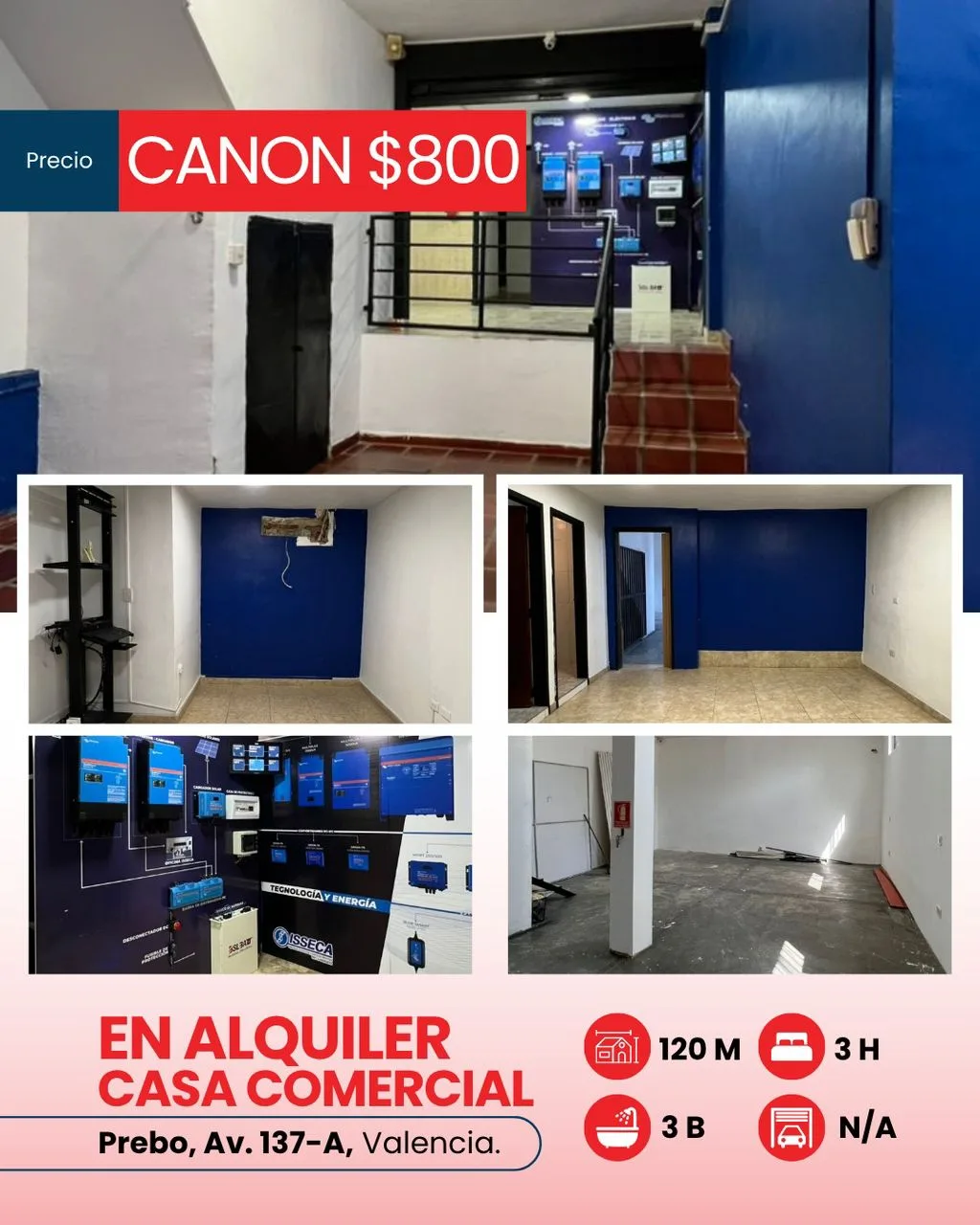 Local en Alquiler en Prebo, Valencia, Estado Carabobo — 3 hab 120m² — USD 800