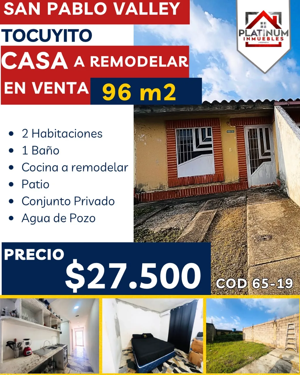 Casa en Venta en San Pablo Valley Tocuyito — 2 hab 96m² — USD 27,500
