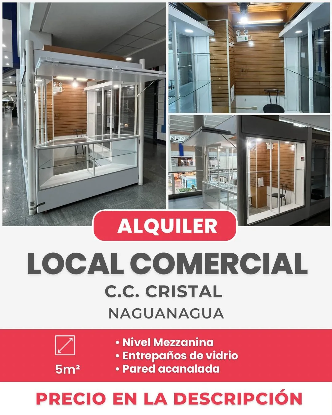 Local en Alquiler en CC Cristal 5m² — USD 100
