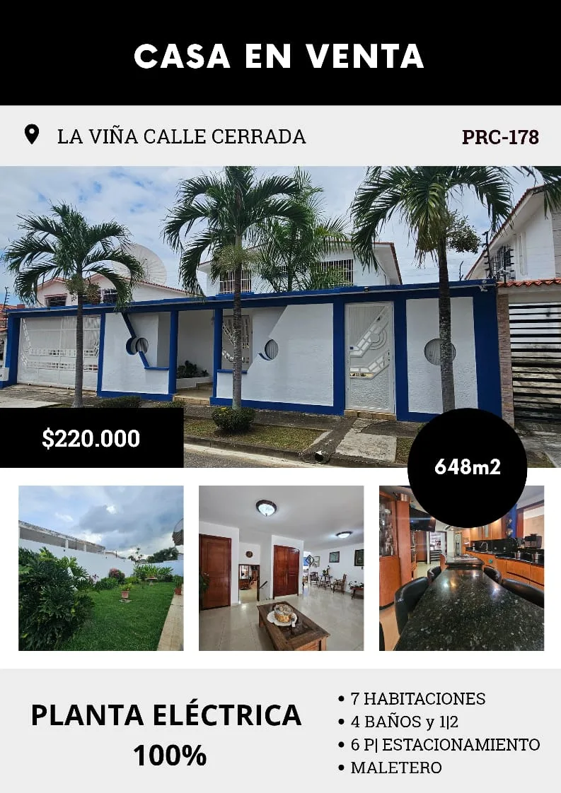 Casa en Venta en La Urb. Viña Valencia — 7 hab 648m² — USD 220,000