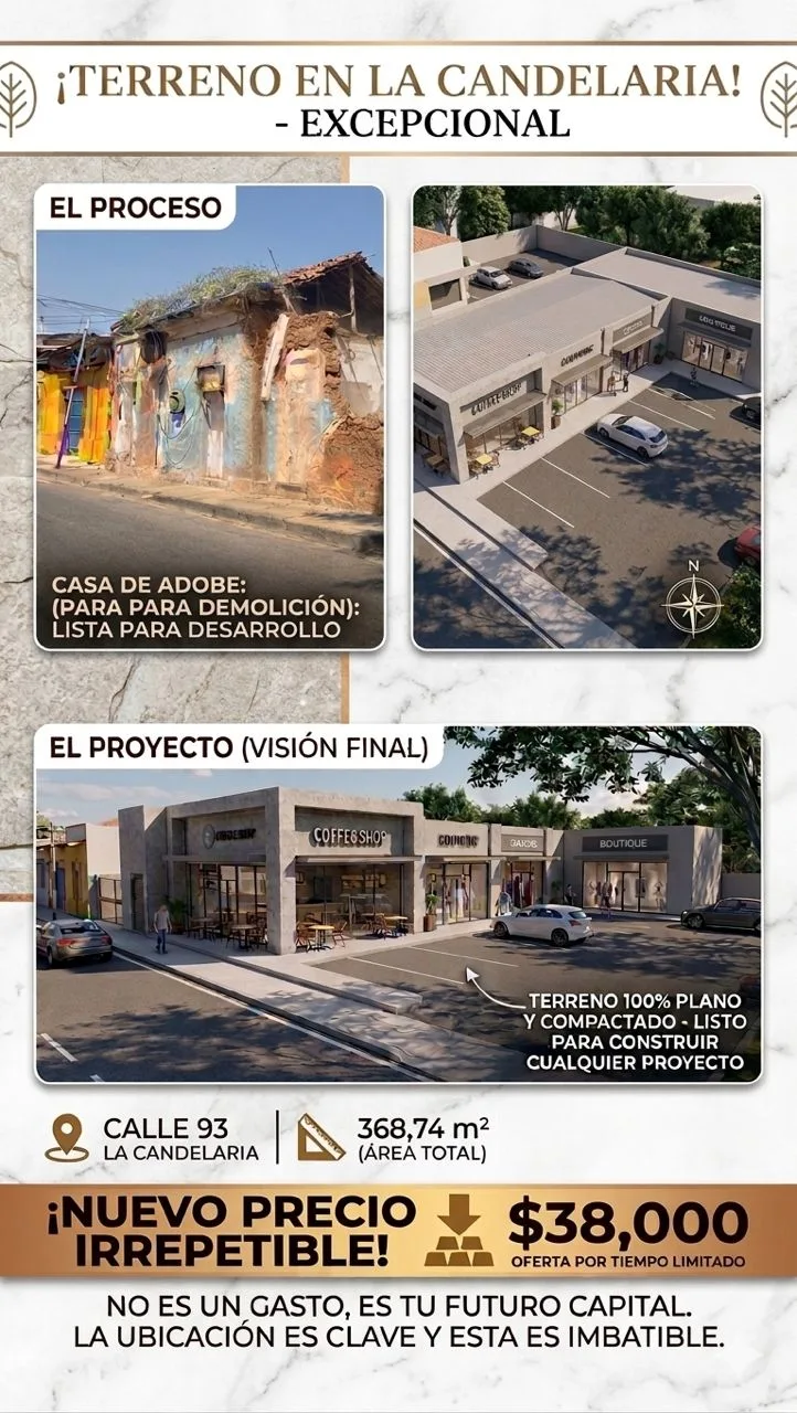 Terreno en Venta en La Candelaria 368m² — USD 38,000