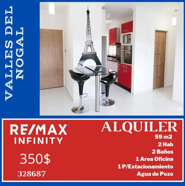 Apartamento en Alquiler en Res Valles del Nogal — 2 hab 59m² — USD 350