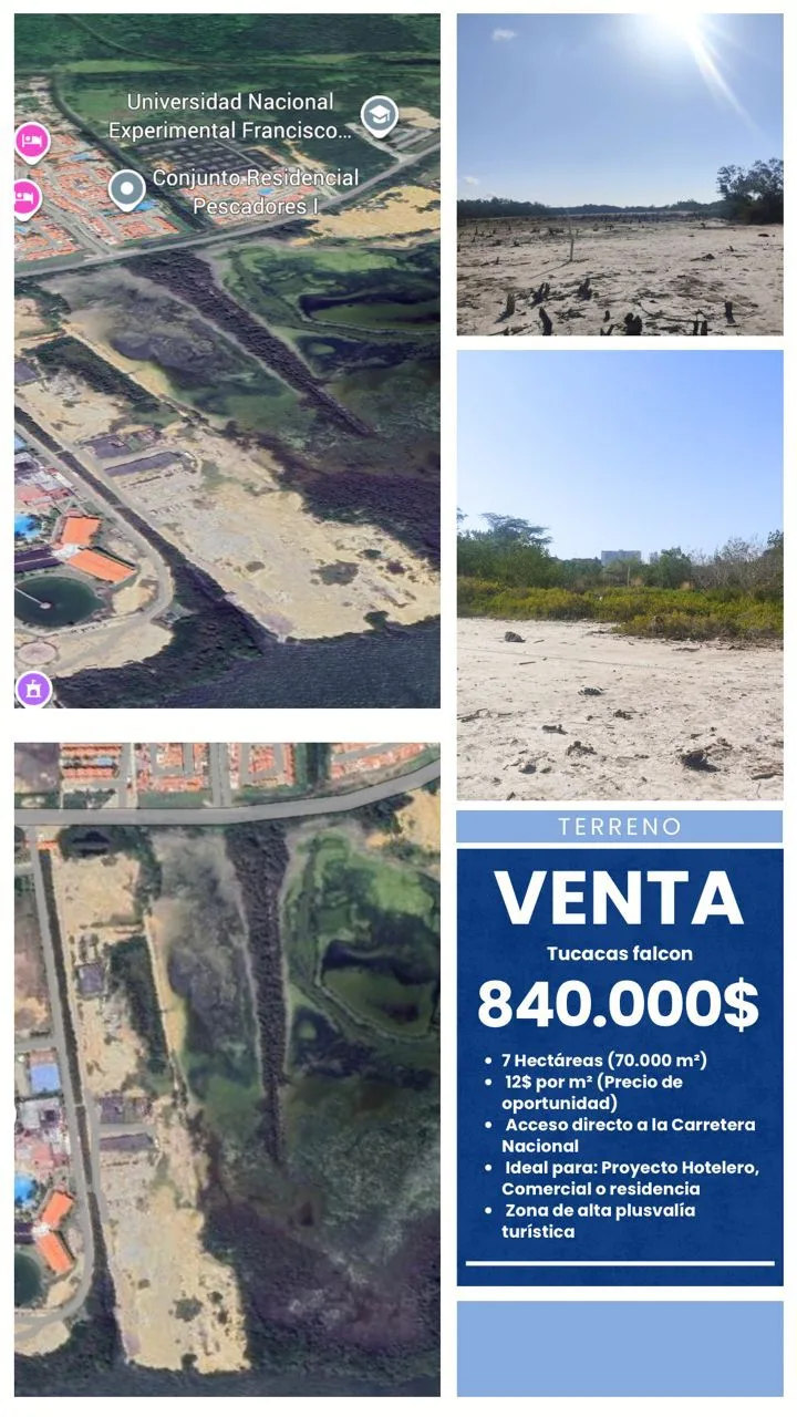 Terreno en Venta en Tucacas, Carretera Nacional Morón-Coro (al lado del Koral OHS Hotel & Marina) 70000m² — USD 840,000