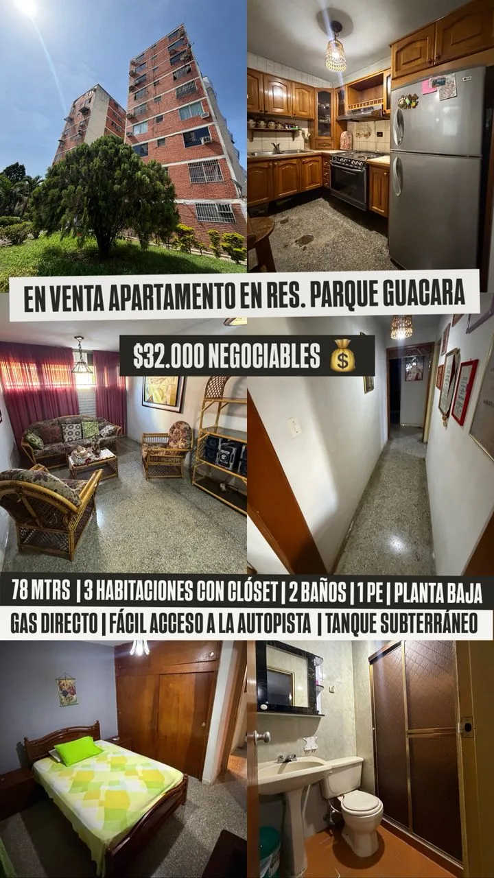 Apartamento en Venta en Residencias Parque Guacara — 3 hab 78m² — USD 32,000