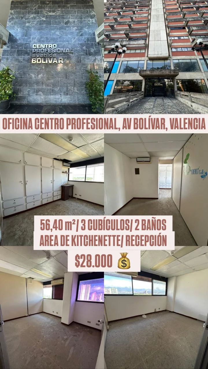 Oficina en Venta en Centro Profesional Avenida Bolívar, Valencia 56m² — USD 28,000