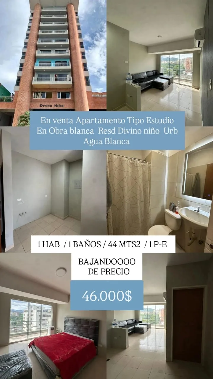 Apartamento en Venta en Resd Divino Niño Urb Agua Blanca — 1 hab 44m² — USD 46,000