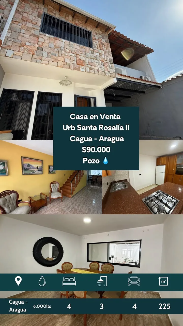 Casa en Venta en Santa Rosalía II - Cagua — 4 hab 225m² — USD 90,000