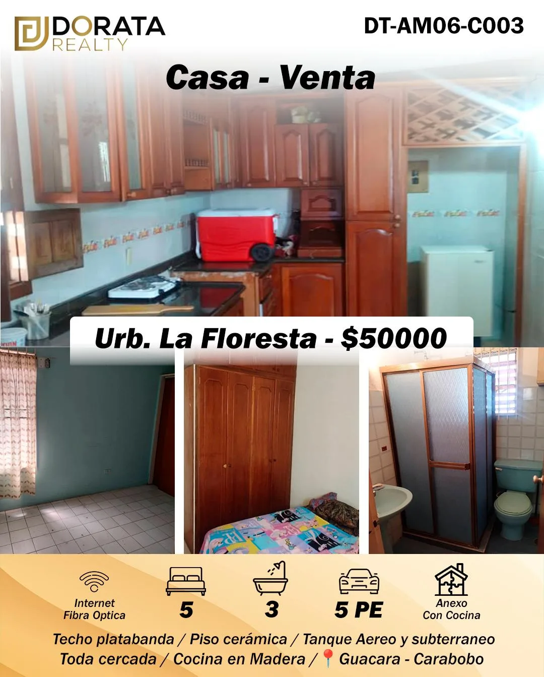 Casa en Venta en Urb La floresta ,Guacara-Edo. Carabobo — 5 hab 322m² — USD 50,000