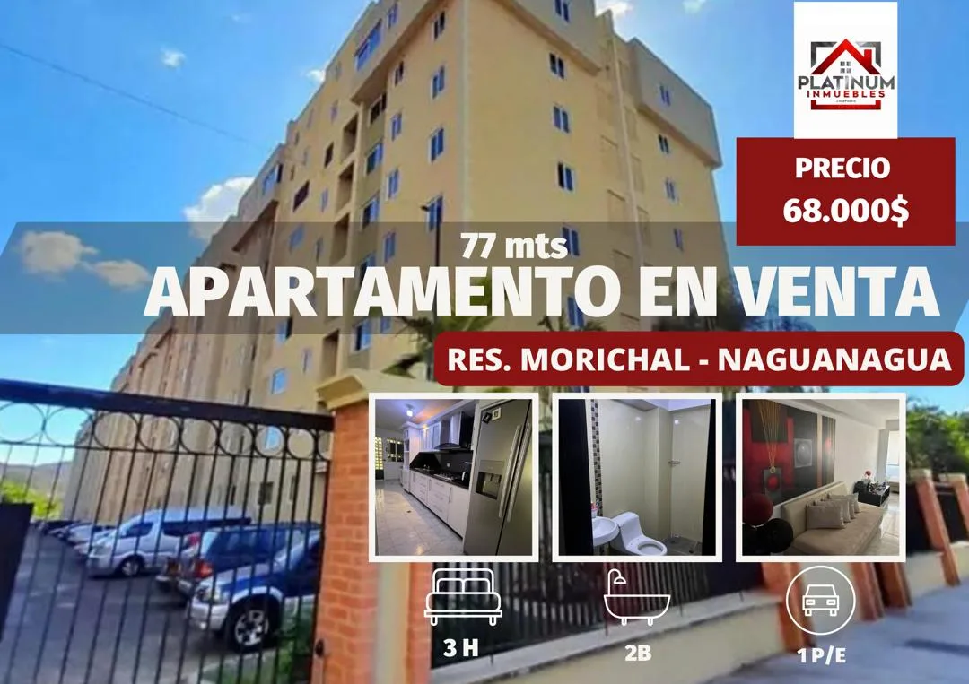 Apartamento en Venta en Residencias Morichal, Naguanagua — 3 hab 77m² — USD 68,000