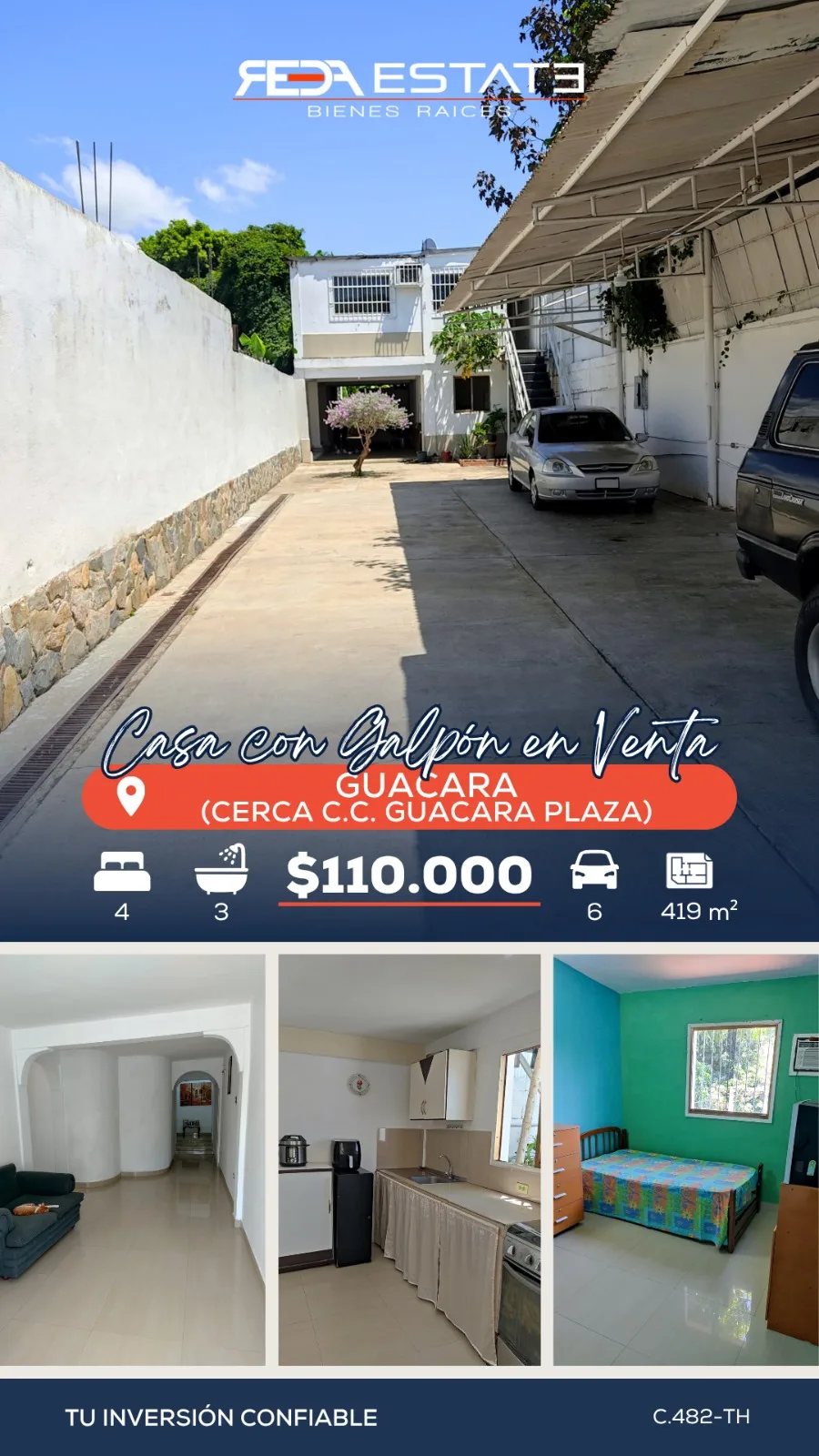 Casa en Venta en Guacara — 4 hab 419m² — USD 110,000