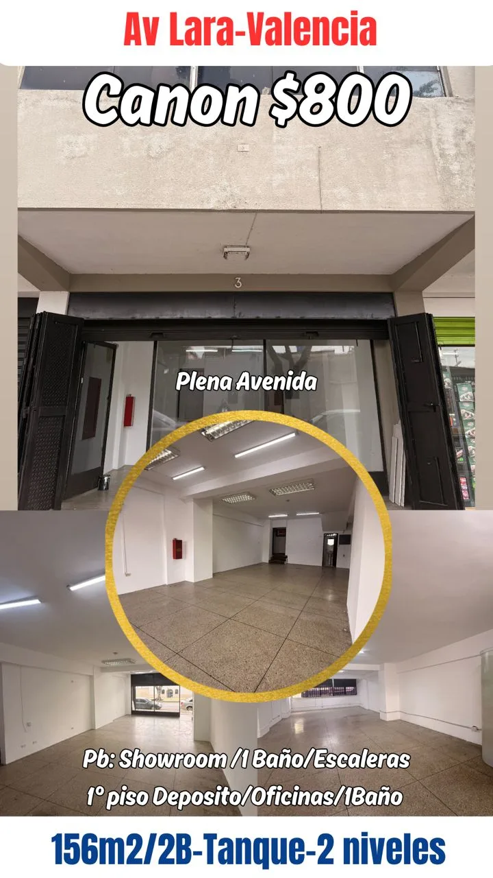 Local en Alquiler en Plena Av Lara, Valencia 156m² — USD 800