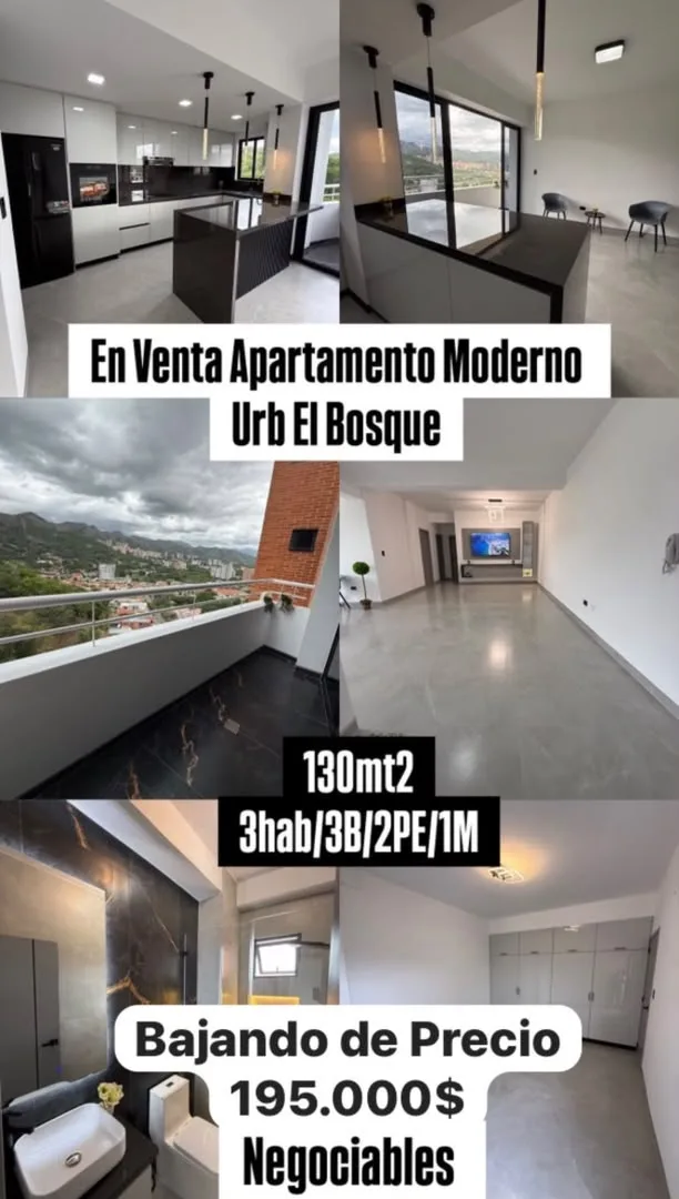 Apartamento en Venta en Urb El Bosque — 3 hab 130m² — USD 195,000