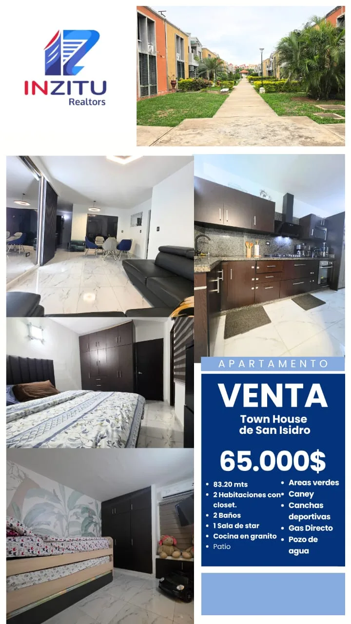 Apartamento en Venta en Town House de San Isidro, Los Guayos, Edo. Carabobo — 2 hab 83m² — USD 65,000