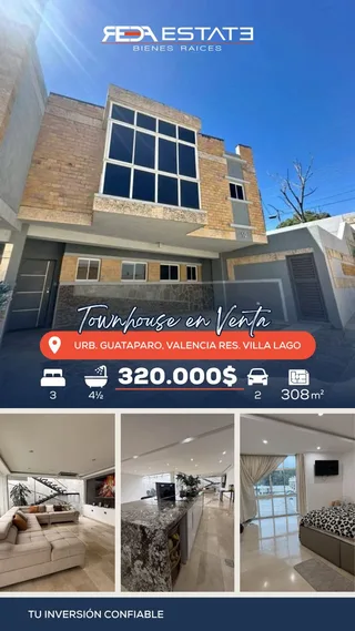Townhouse en Urb. Guataro, Res. Villas del Lago