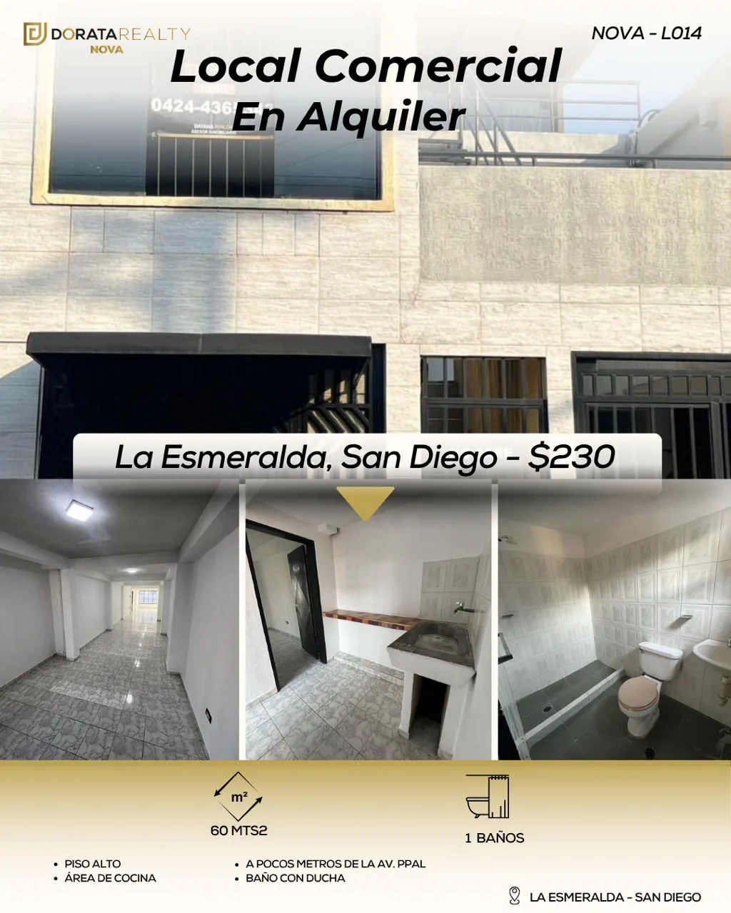 Local en Alquiler en La Esmeralda, San Diego 60m² — USD 230