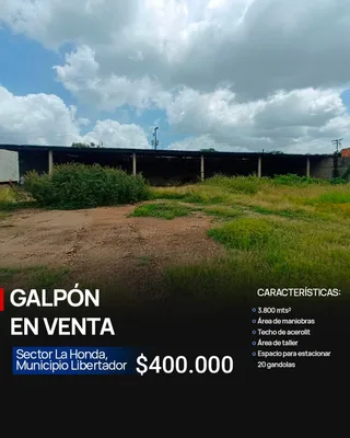 Galpón en Sector La Honda, Municipio Libertador, via de servicio de la autopista Valencia-Tocuyito