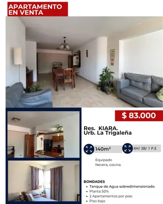 Apartamento en Urb. Trigaleña, Res. Kiara