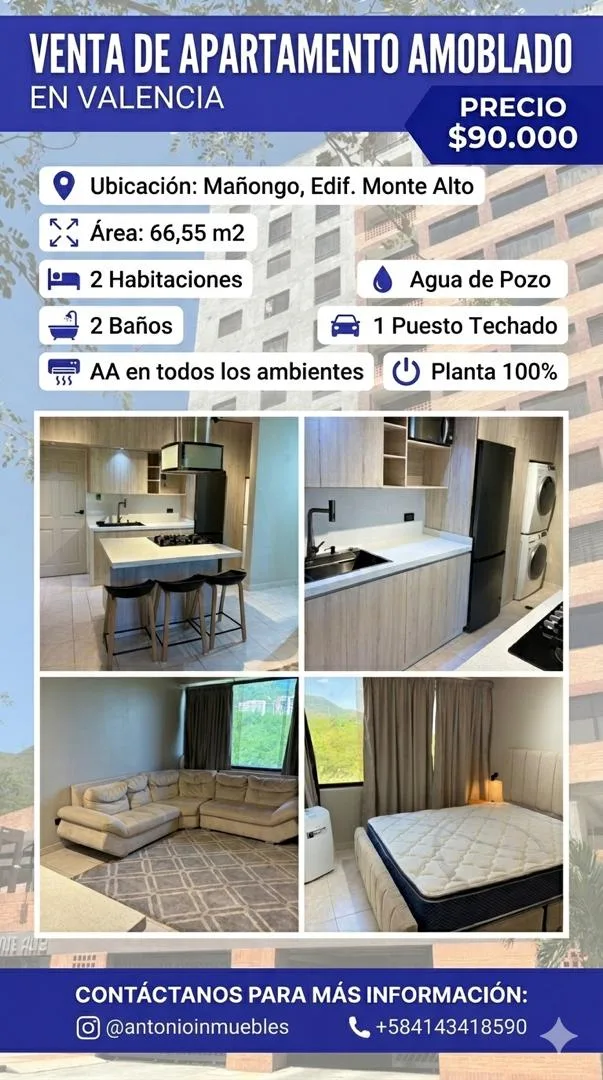 Apartamento en Venta en Resd Monte Alto Urb. Mañongo — 2 hab 67m² — USD 90,000