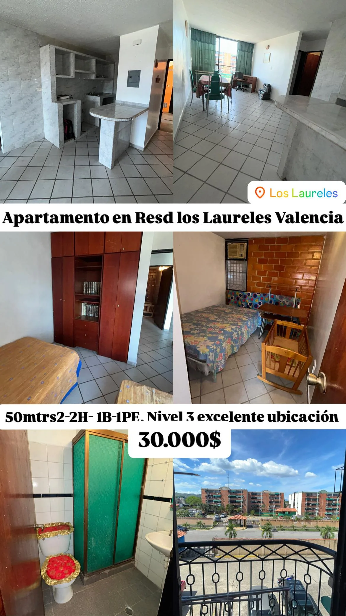 Apartamento en Venta en Resd. los Laureles sector los Caobos, Valencia — 2 hab 50m² — USD 30,000