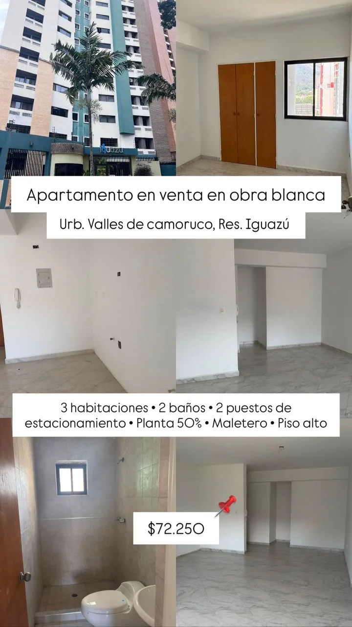 Apartamento en Venta en Urb. Valles de Camoruco, Res. Iguazú — 3 hab 85m² — USD 72,250