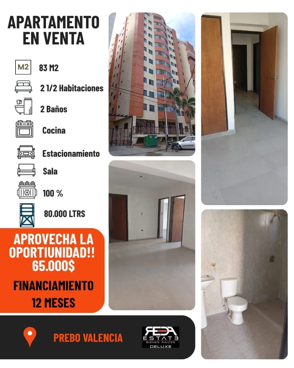 Apartamento en Venta en Prebo — 3 hab 83m² — USD 65,000