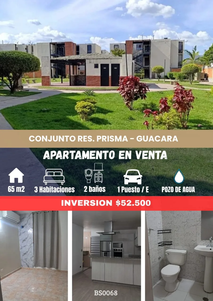 Apartamento en Venta en Guacara — 3 hab 65m² — USD 52,500