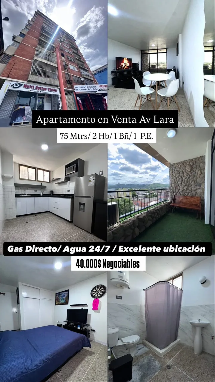 Apartamento en Venta en Av Lara Valencia — 2 hab 75m² — USD 40,000