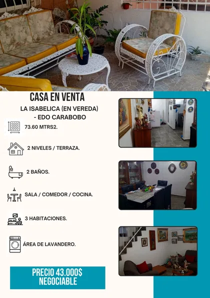 Casa en La Isabelica Sector 13, Isabelica (En Vereda) — USD 43,000