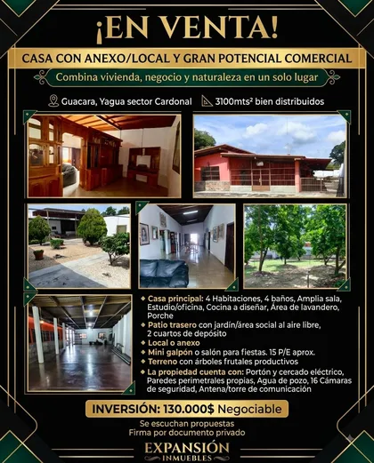 Casa en Guacara, Yagua sector Cardonal — USD 130.000