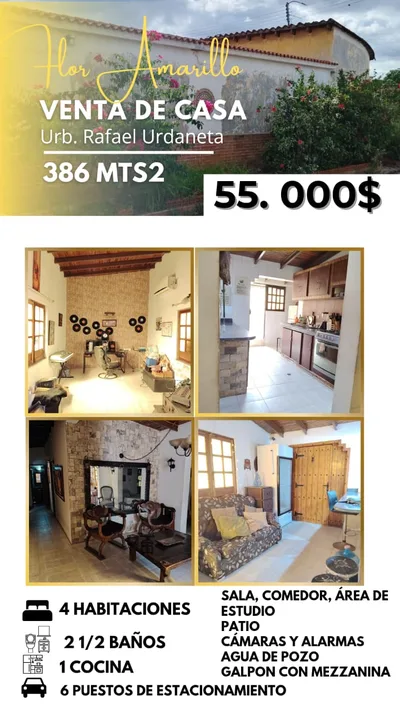 Casa en Urbanización Rafael Urdaneta, Flor Amarillo — USD 55.000