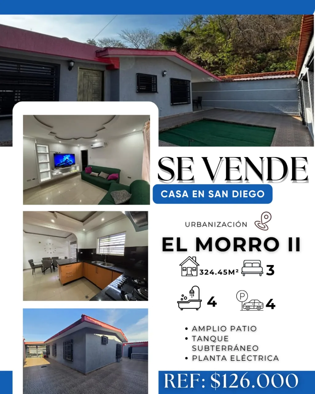 Casa en Venta en El Morro II, San Diego — 4 hab 324m² — USD 126,000
