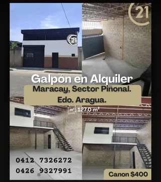Galpón en Maracay, Sector Piñonal. Edo. Aragua.