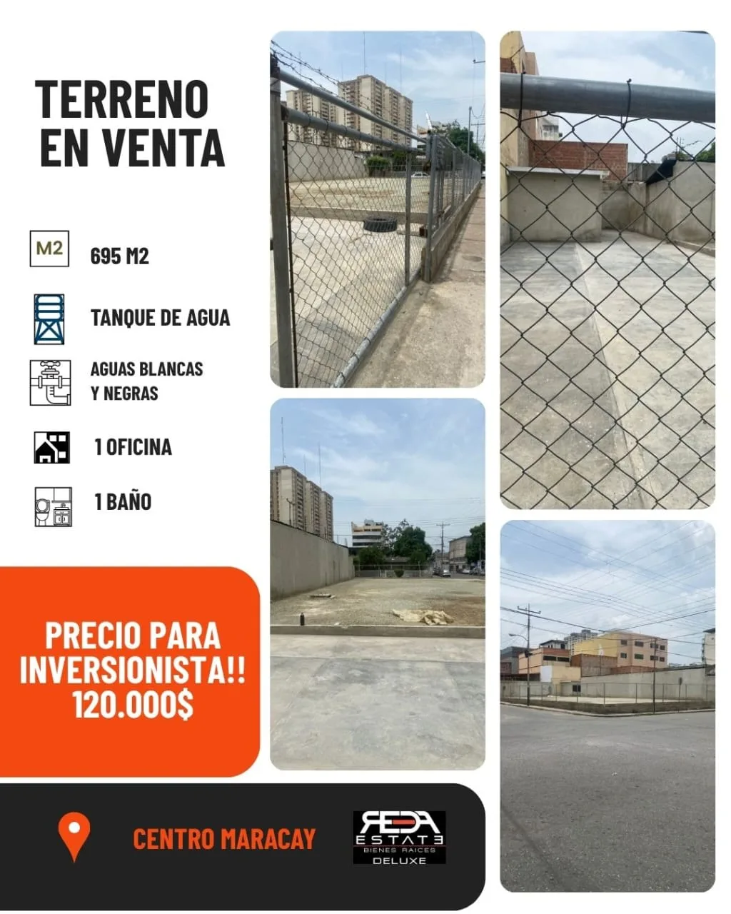 Terreno en Venta en CENTRO DE MARACAY — 1 hab 695m² — USD 120,000
