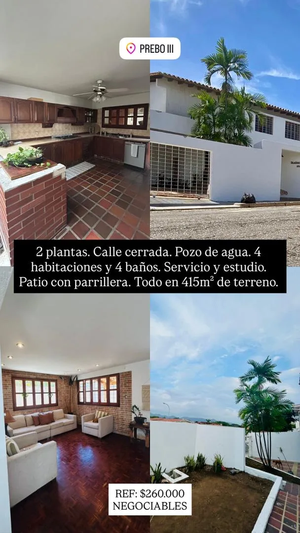 Casa en Venta en PREBO III — 5 hab 415m² — USD 260,000