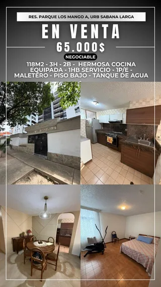 Apartamento en Urb. Sábana Larga cerca del C.C. Mediterranean Plaza, Res Parque Los Mangos