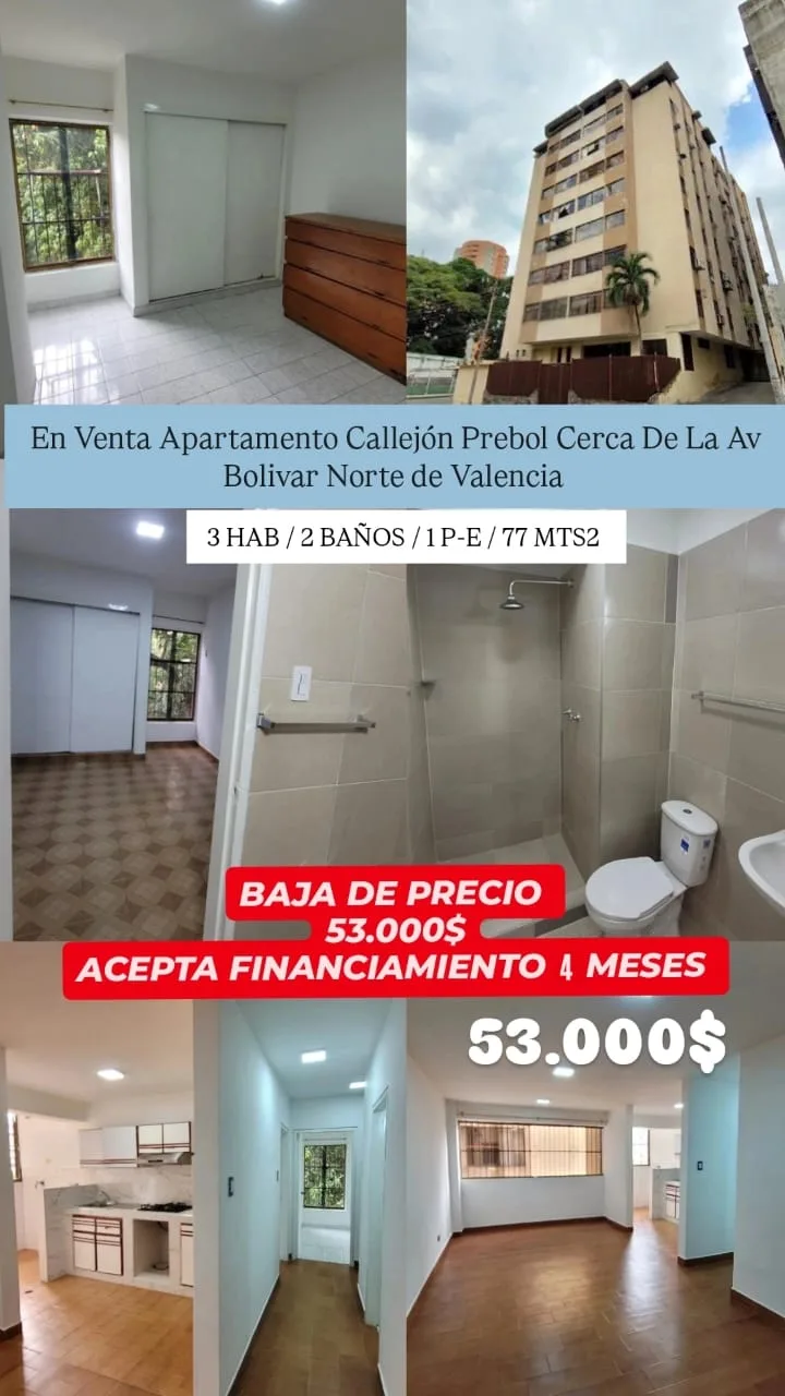 Apartamento en Venta en Resd Chalet 7, Callejón Prebol, Av. Bolívar Norte — 3 hab 77m² — USD 53,000