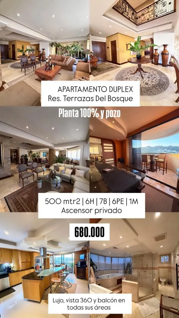 Apartamento en Venta en Terrazas del Bosque — 5 hab 500m² — USD 680,000