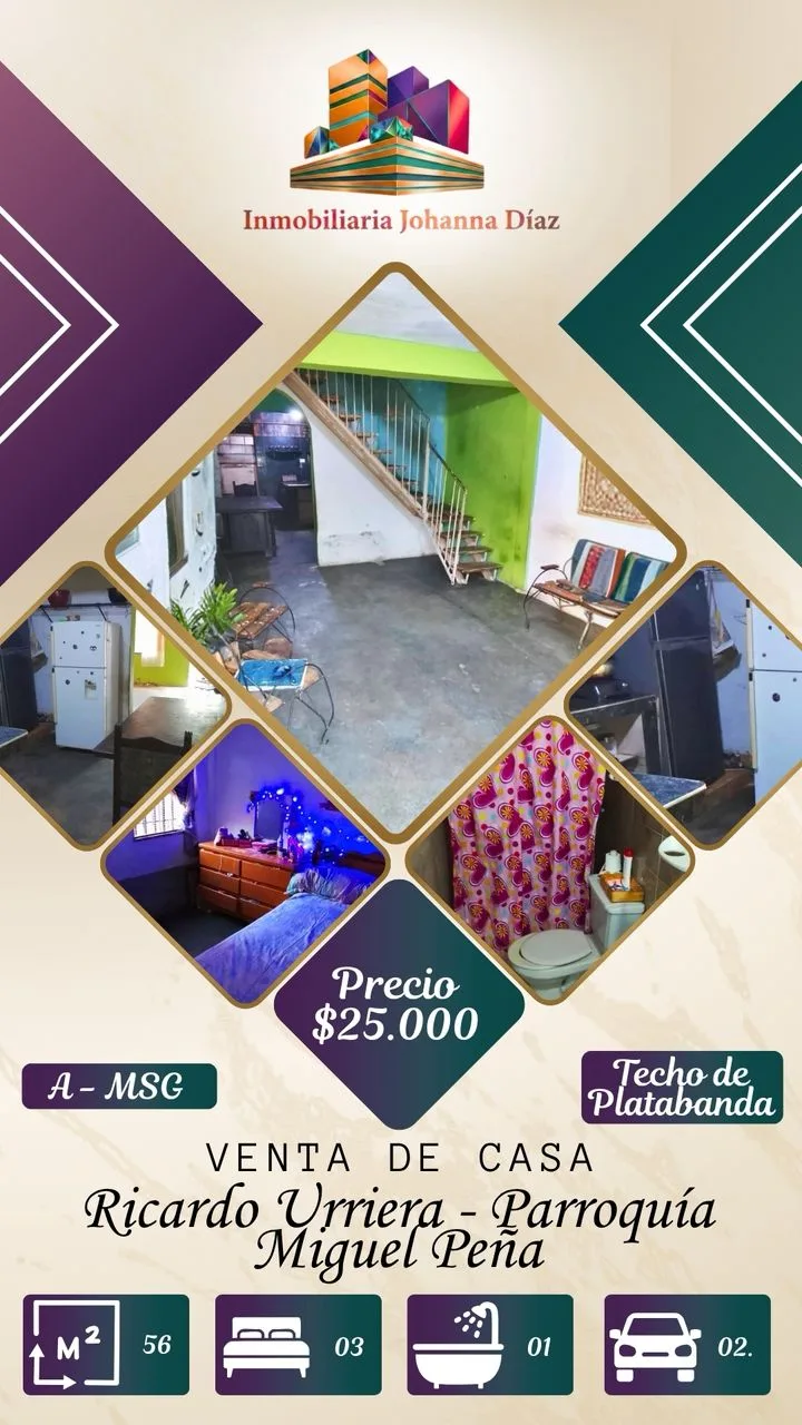 Casa en Venta en Urb. Ricardo Urriera, Parroquia Miguel Peña, Municipio Valencia — 3 hab 56m² — USD 25,000