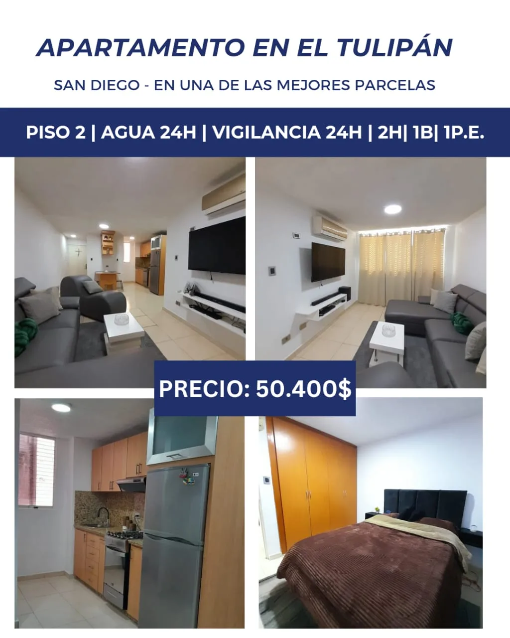 Apartamento en Venta en Tulipan — 2 hab — USD 50,400
