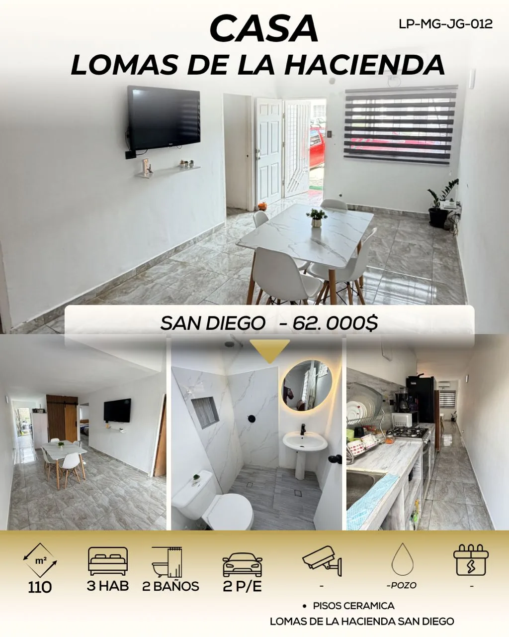 Casa en Venta en Lomas de la Hacienda — 3 hab 110m² — USD 62,000