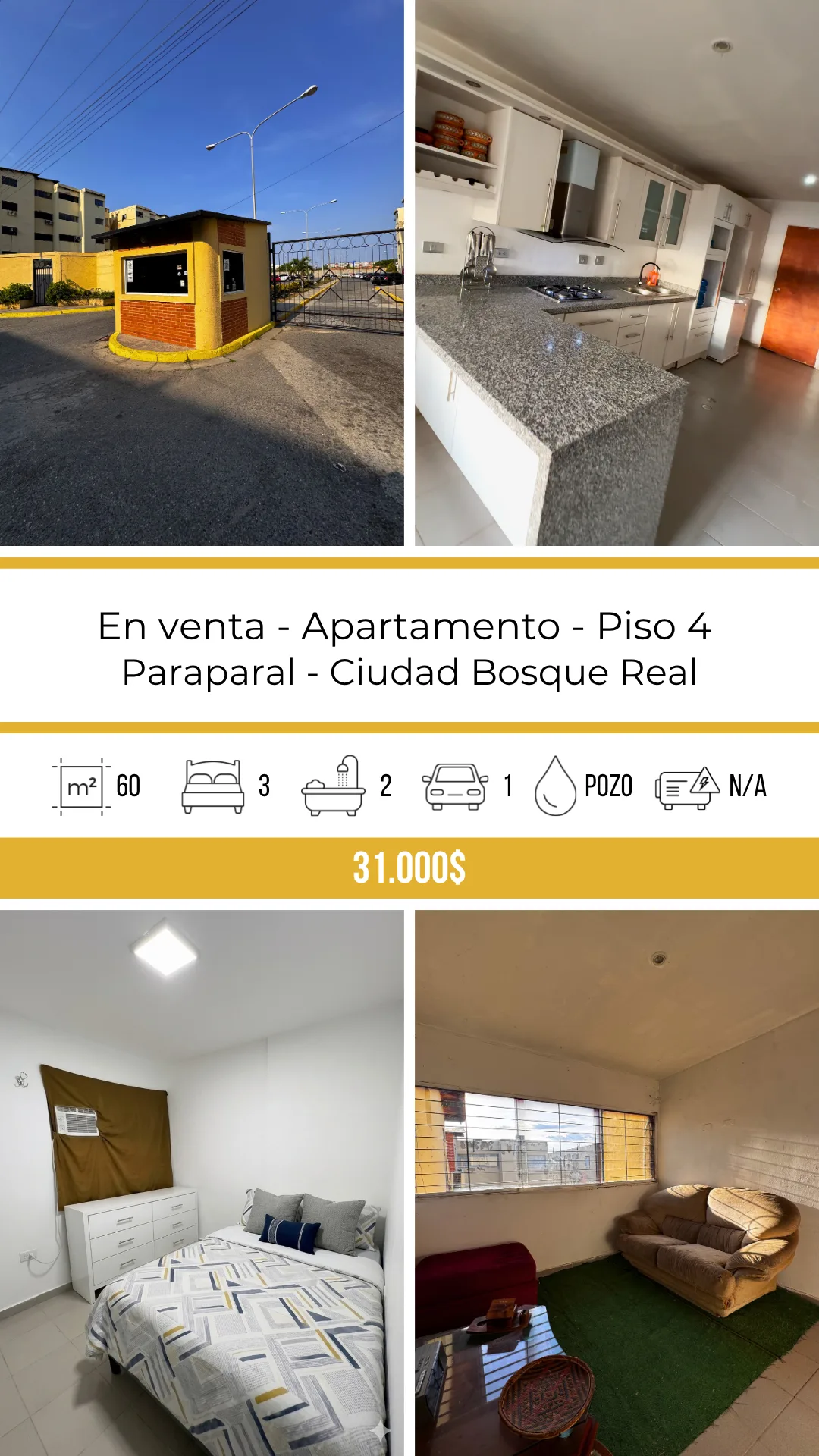 Apartamento en Paraparal, Resd. Ciudad Bosque Real — USD 31.000