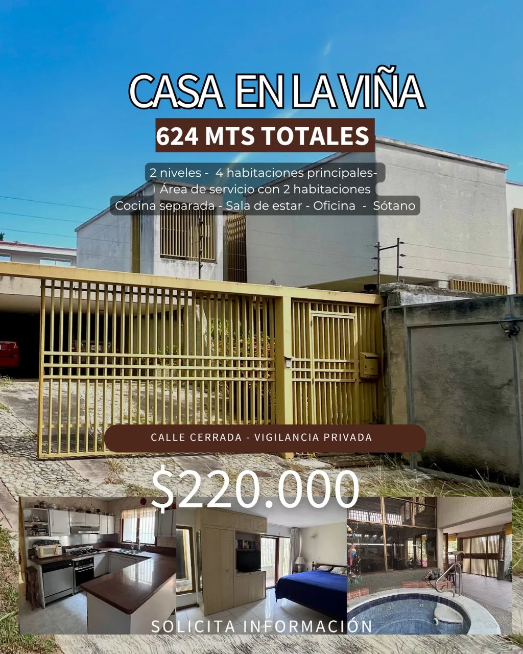 Casa en Venta en LA VIÑA — 5 hab 650m² — USD 220.000