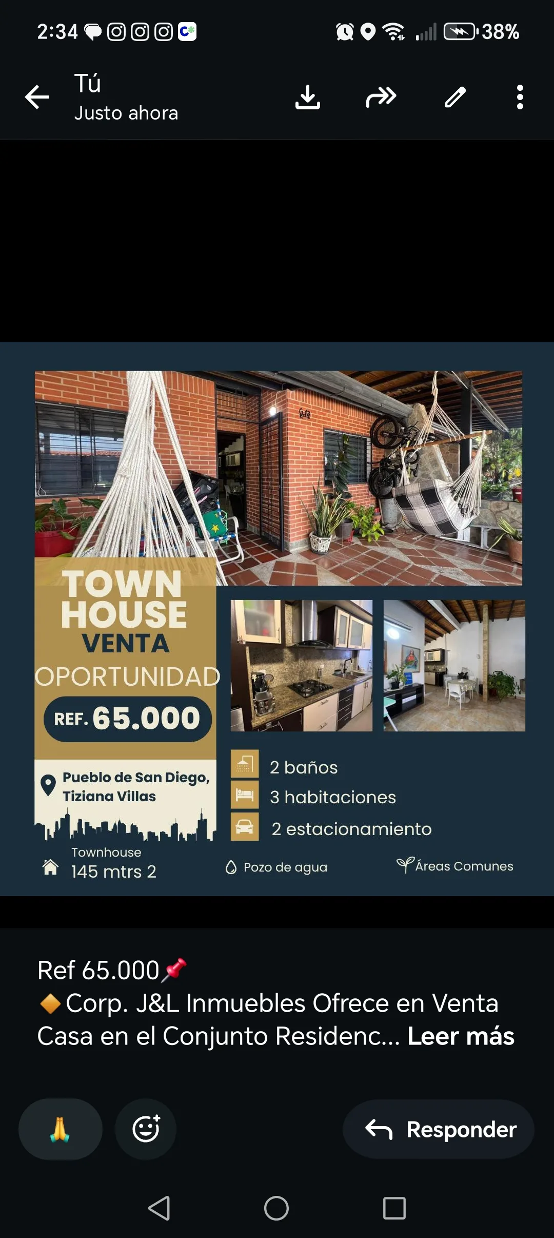 Casa en Venta en Valencia San Diego — 3 hab 145m² — USD 65