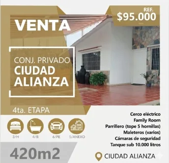 Casa en Venta en Valencia Ciudad Alianza — 4 hab 420m² — USD 95,000