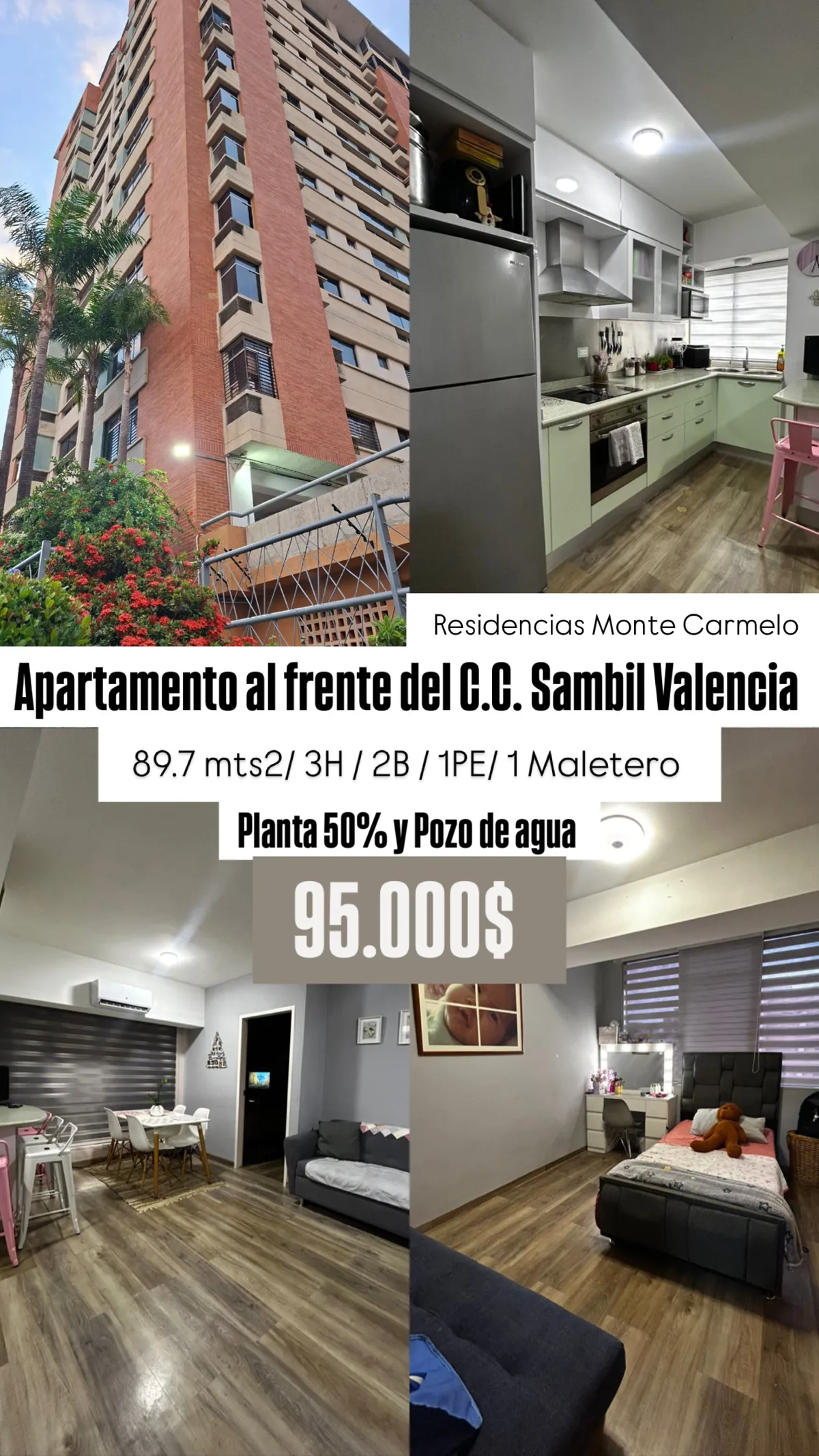 Apartamento en Venta en Mañongo. Al frente del Centro Comercial Sambil — 3 hab 90m² — USD 95