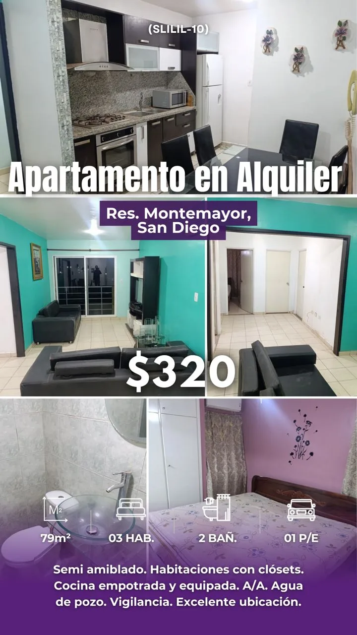 Apartamento en Alquiler en Montemayor — 3 hab 79m² — USD 320
