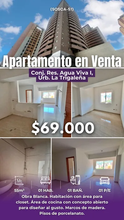 Apartamento en LA TRIGALEÑA BAJA VALENCIA CARABOBO — USD 69.000